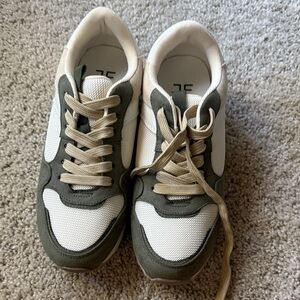 JustFab White and Green Athletic Shoes